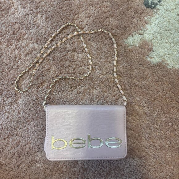 bebe Handbags - Bebe Fabiola Saffiano Crossbody in Light Pink/Gold w/ Card Inserts - Retail $69